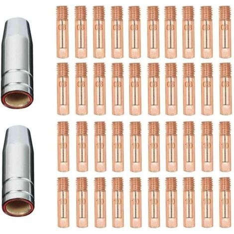 BUNTHAUS 42 pices MB15 15AK buses de gaz buses de contact porte-buse 0,8 mm MIG/MAG consommables pour torche de soudage pointes de contact MIG machine de soudage MIG (1/5)
