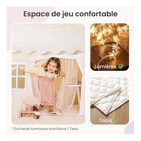 Tente de Jeu pour Enfants avec Tapis et Lumières de Chaîne (1/4)