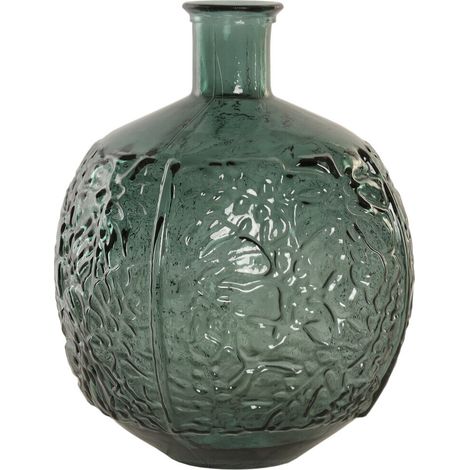 Jarron Cristal Reciclado 32X32X43 Hojas Verde (1/4)