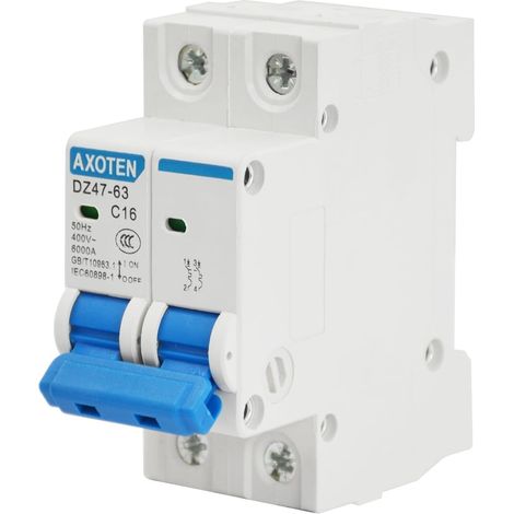 Commutateur Automatique miniature AC 2 Pôles 400V DZ47-63 16A, Disjoncteur - Montage sur Rail DIN (1/5)