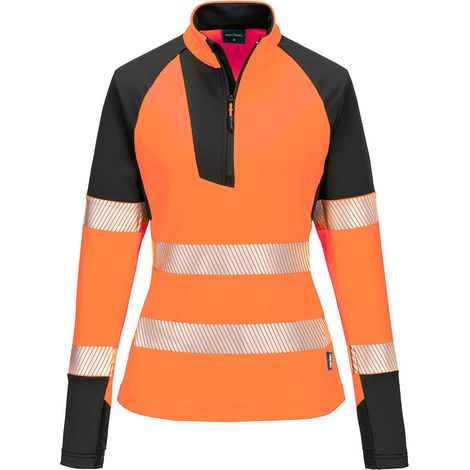 Sweatshirt mit Reißverschluss Hv für Damen Pw3 – Größe XXL – Orange/Schwarz – Portwest
