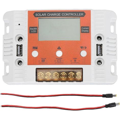 Solarladeregler mit LCD-Hintergrundbeleuchtung, Speicherfunktion, zwei USB-Ausgängen und 12-V-Solarpanel-Regler