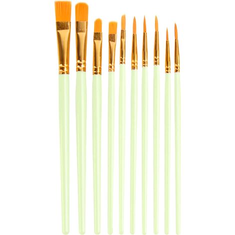 Brushes À Peindre - Ensemble De 10 Pinceaux En Nylon Pour Acrylique Huile Aquarelle - Pour Toile Pierre Arts Créatifs Dessin Enfants Adultes - 10 Pièces (1/5)