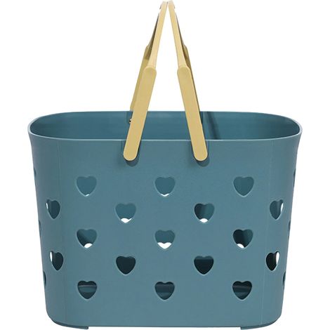 Panier de rangement portable pour la douche, en plastique, avec poignée, adapté aux salles de bains, garde-manger, etc.