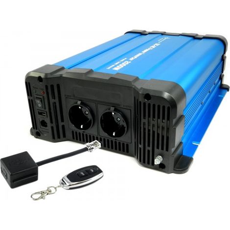 Spannungswandler FS2000DR 24V 2000 Watt reiner Sinus BLAU Inverter Fernbedienung optional Mit Funkfernbedienung CRW88 (1/5)