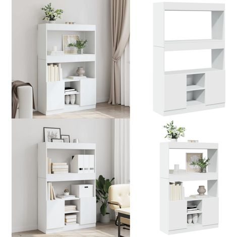 vidaXL Buffet haut blanc 92x33x140 cm bois d'ingénierie (1/5)