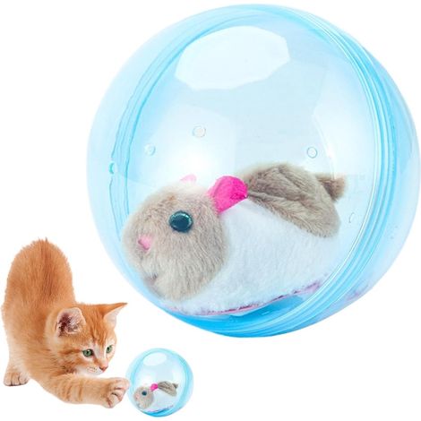 Balle interactive pour chat - Jouet d'enrichissement intelligent et mignon Jouet d'enrichissement automatique pour chat, chat d'extérieur, jardin, maison, salon, balcon, chien, chaton, lapin