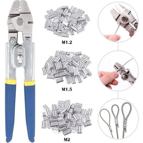 Outil De Sertissage - Câble Métallique Jusqu À 2 2 Mm - Double Barillet Aluminium - 150 Manchons 3 Tailles (1/5)