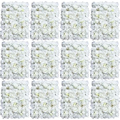 Panel de pared con flores artificiales, material de seda, dimensiones 60 x 40 cm, ideal para bodas y fiestas, uso interior y exterior, estilo planta de césped. (1/5)