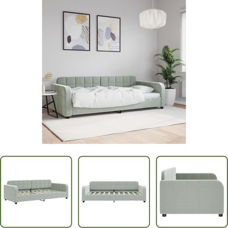 Canapé-lit - Lit de repos sans matelas gris clair 90x190 cm velours (1/5)