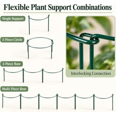 Tuteur Plante, 6 Supports Demi-Ronds, 40 x 25 cm, avec Clips (1/3)