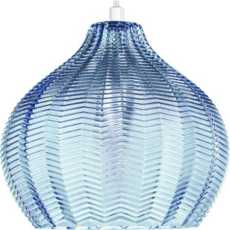 Lámpara colgante con pantalla de vidrio retro azul Keila (1/5)