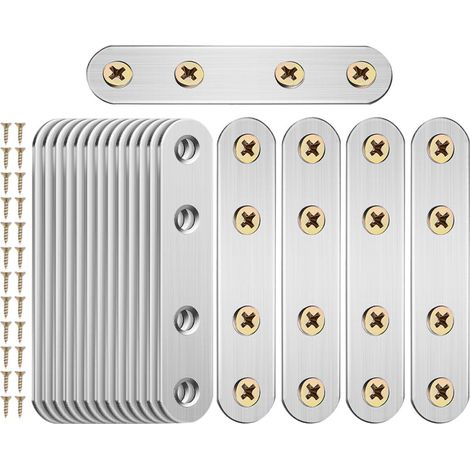 Unomor Lot de 18 équerres droites en acier inoxydable 77 x (1/5)
