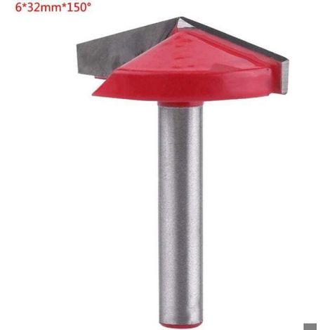 Fraise V carbure tungstène gravure CNC bois, queue 6mm, largeur 32mm, angle 150°. (1/2)