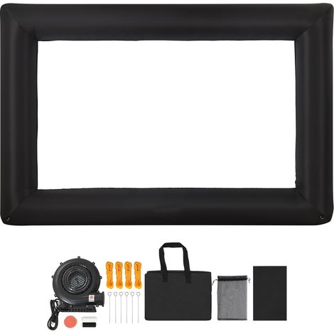 Mophorn Écran de projection gonflable 488 cm de diagonale, format 16:9, en tissu lavable 600D, avec sac de transport pratique, montage rapide, idéal pour extérieur, soirées à thème et jardin