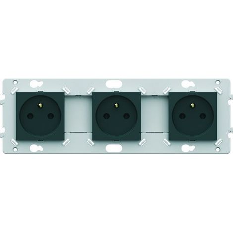 Prise triple 2P+T anthracite HAGER WE123A (1/2)
