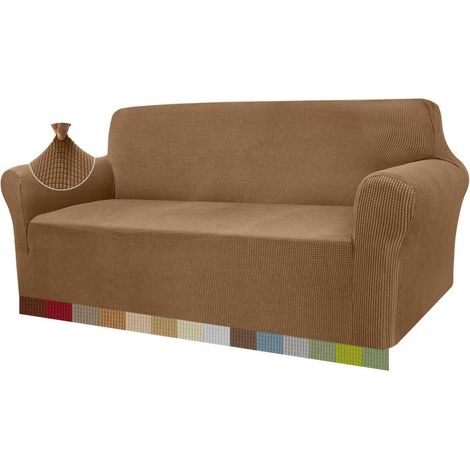 Sofabezug Elastisch Jacquard Wohnzimmer Hunde Haustiere 3 Sitzer Kamel (1/5)