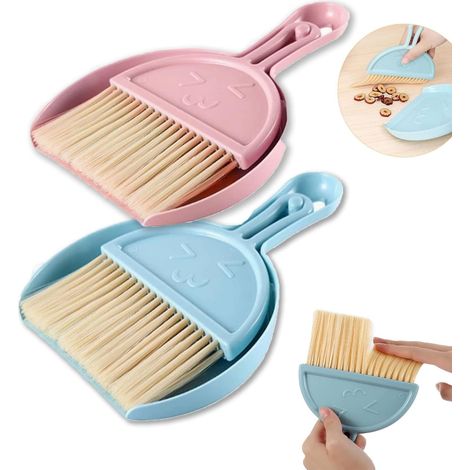 Lot de 2 mini balais et pelle à main Balai de table avec pelle, balai de camping pour la maison, le bureau, l'école et les animaux domestiques (1/4)