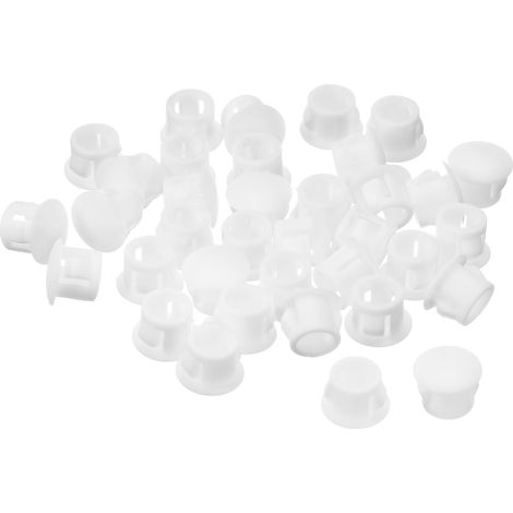 Bouchon de Trou en Plastique 10mm, 36Pcs Type Encastré, Cache Trou Bouchon de Verrouillage à Pression Ronde pour Meubles, Embouts d'Insertion de Panneaux, Blanc (1/5)