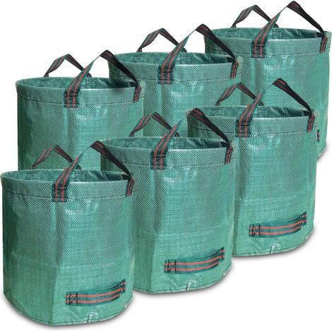 Pack of 6 500L Garden Bags, Heavy-Duty Garden Waste Bags, Sturdy and Collapsible PP Waste Bags, UV Stable (Pack of 6 - 500L, Green) (1/5)