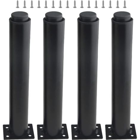 (25-42 cm, noir) Lot de 4 pieds de meuble robustes et réglables en métal - WELLNGS (1/5)