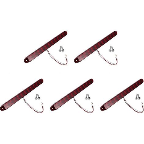 Lot de 5 barres lumineuses rouges de 15 pouces (38 cm) à 11 LED, feu stop, clignotant, feu arrière, 3e feu de freinage, pour camions et remorques, étanches. (1/5)