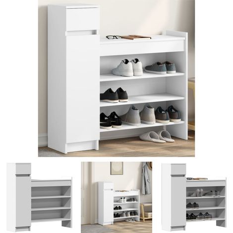 The Living Store Schuhschrank Weiß 100,5x28x100 cm Holzwerkstoff - Schuhregale & -schränke (1/5)