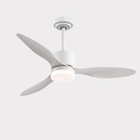 42 pouces Ventilateur de plafond avec lumière LED, 3 pales – 6 vitesses, 3 couleurs de lumière, silencieux, télécommande, minuterie-Blanc (1/3)