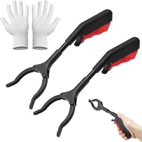 Set of 2 grabbers for the elderly with polka dot gloves - 30 cm Short grabber for the disabled (1/5)