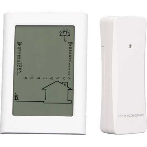 Pluviomètre électronique numérique 3 en 1 pour la maison, avec rétroéclairage orange, instrument météorologique et système de surveillance sans fil extérieur. (1/5)