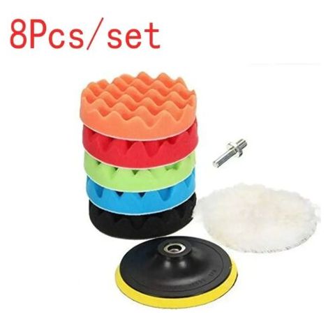 Disque de polissage de voiture 4 pouces, 8 pièces, éponge de polissage auto-adhésive, tampon de polissage de roue en laine (1/5)