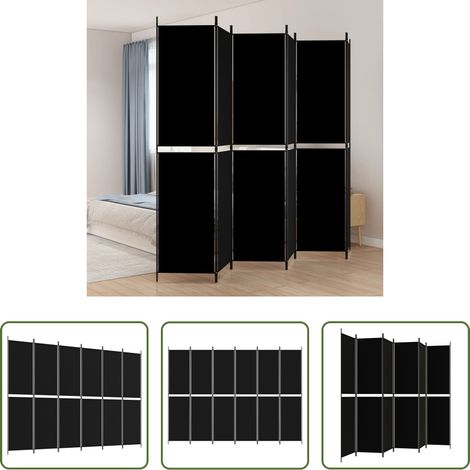 Raumteiler -  6-tlg. Paravent Schwarz 300x220 cm Stoff (1/5)