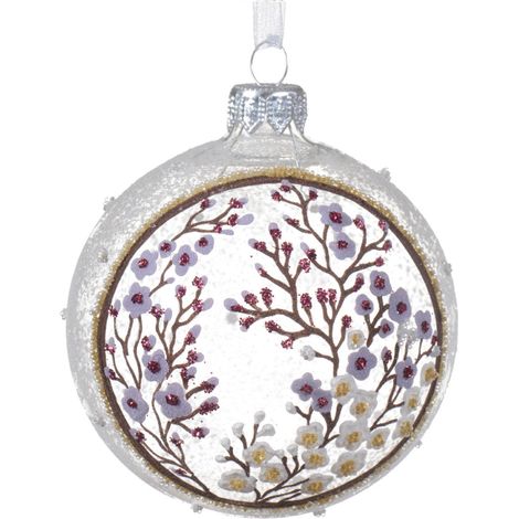 Palline per albero di Natale in vetro decorato argento da Ø 8 cm, confezione da 6 pezzi