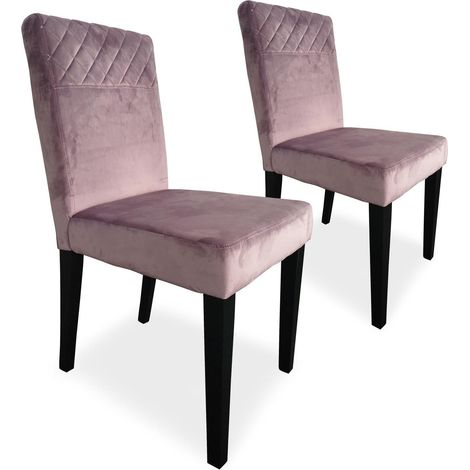 Lot de 2 chaises matelassées Milo Velours Rose