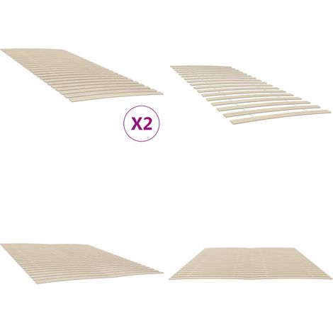 Sommiers à lattes avec 48 lattes 2 pcs 100x200 cm - Lit Plateforme - Sommier Bois - Sommier Pliable - Matelas Support - Cadre Lit - Home & Living (1/5)