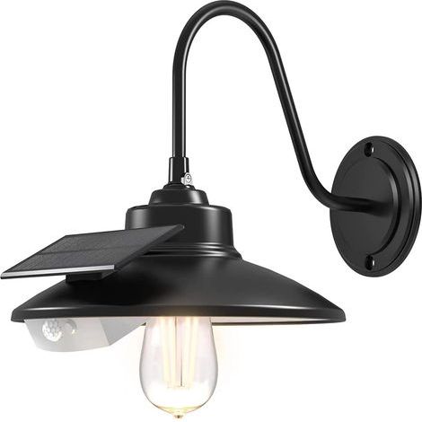 Lanternes murales à énergie solaire, 3 modes d'éclairage - 180 lm 3000 K - Étanche IP65 - Pour porte avant, patio, porche, garage (ampoule adhésive) [Classe énergétique A++] (1/5)