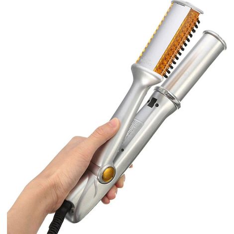 Lisseur et fer à friser 2 en 1, portable, température réglable, céramique, fer à boucler et lisser les cheveux (1/4)