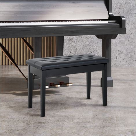 Panca per pianoforte con contenitore, 76 x 36 x 50 cm, legno e pelle sintetica nera DESVIAE (1/5)