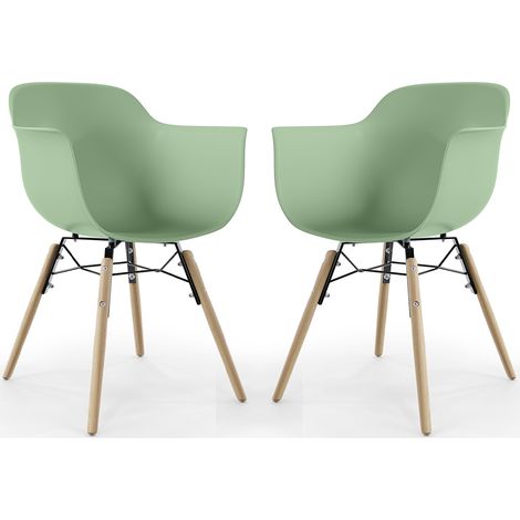 Sedia da Pranzo - Design Scandinavo - Gambe in Legno - Set di 2 - Nordika Pastel green