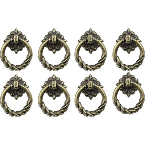 Lot de 8 poignées de style vintage, boutons de meubles antiques en bronze, adaptés aux armoires. (1/5)