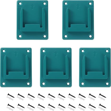 5 Supports Muraux Outils, ABS PC Bleu, Avec Vis Tubes Expansion, Pour Perceuse 14,4V 18V, Atelier Bricolage