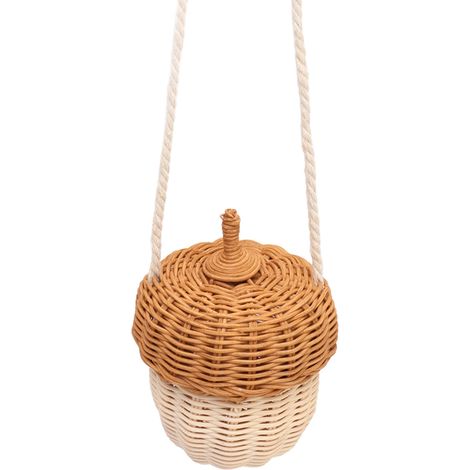 Panier de rangement en rotin pour enfants, sac bandoulière en forme de gland tissé à la main, accessoires de photographie
