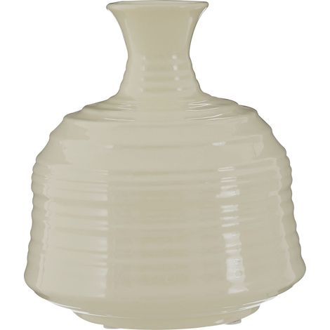 Interiors by Premier Contemporary Cream Small Ribbed Ceramic Vase, Durable Floral Vase, Easily Maintained Stoneware Flower Vase (1/5)
