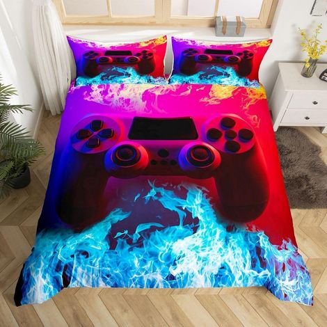 Bettwäsche-Set 3D Controller Flamme 200x200 cm mit 2 Kissenbezügen 80x80 cm
