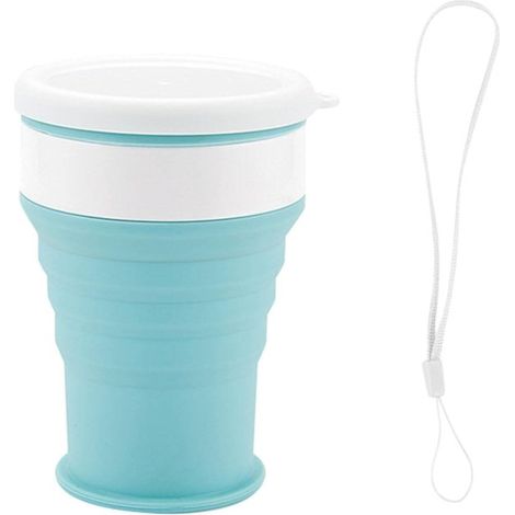Tasse de Voyage Pliable en Silicone Portable en Plein air Tasse de Lavage de Camping Pliante en Silicone avec Fermoir de couvercles (1/5)