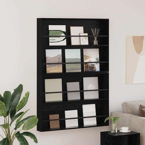 vidaXL Étagère à magazines 2 pcs Chêne noir 100 x 12 x 70 cm