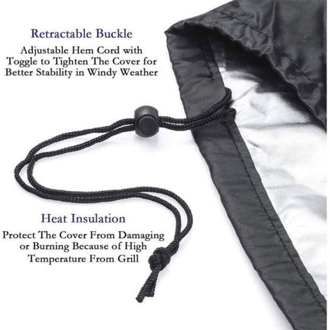 Bâche de protection pour barbecue - - 170x61x117 cm - Noir - Anti-UV - Résistant à l'eau - Antipoussière (1/4)