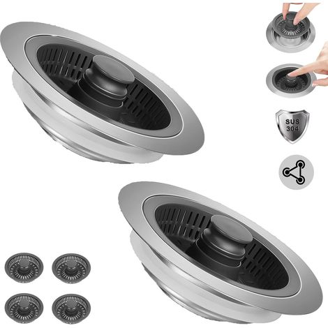 Filtre 3-en-1 pour évier de cuisine, anti-bouchon et anti-odeur, inoxydable et facile à nettoyer (1/5)