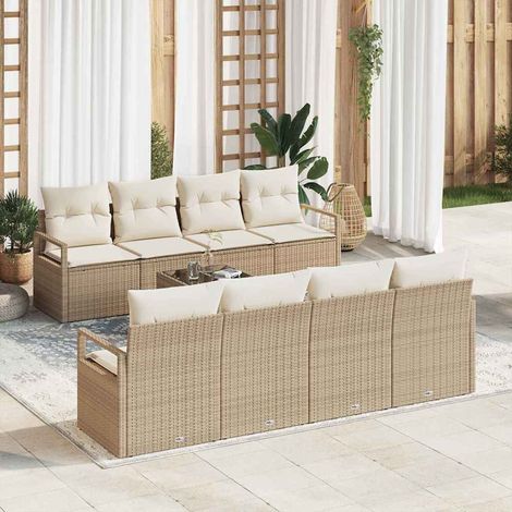 vidaXL Set di divani 7 pcs Beige e Crema polyrattan (1/5)