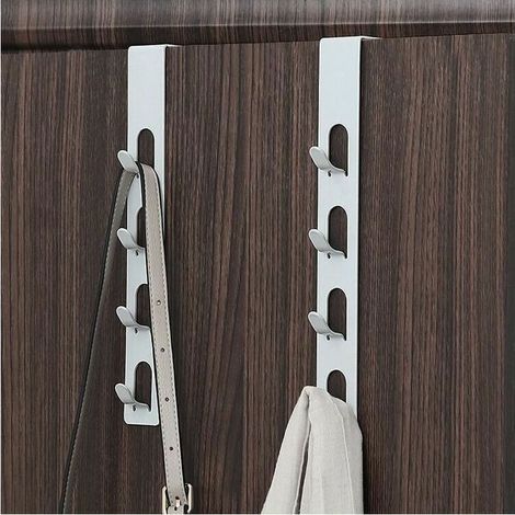 Crochets de porte, 2 crochets de porte suspendus pour porte-manteau pour manteau, veste, robe, sac à main (blanc) (1/5)